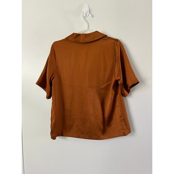 Anthropologie Charlie Holiday Heavenly Copper Rust Button Shirt size 4 - Picture 8 of 9
